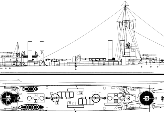 Корабль NMF Spahi [Destroyer] (1911) - чертежи, габариты, рисунки